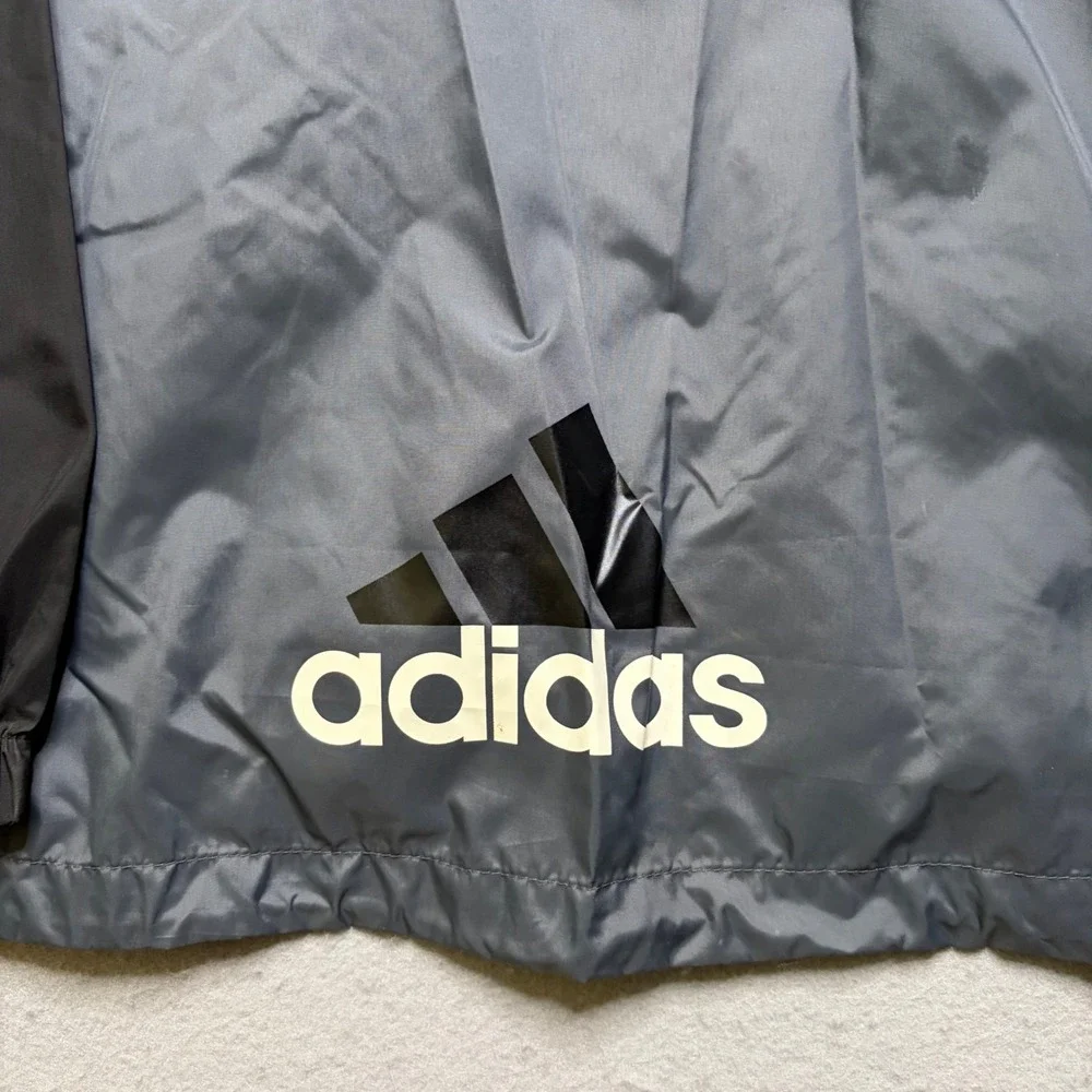Adidas Windbreaker Jacket Mens XL Black Grey Vintage 90s Half Zip Pullover Logo